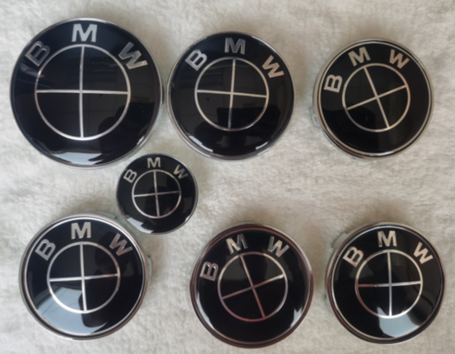 A set of black BMW emblems
